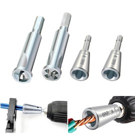 4 Pcs Wire Twisting Tools,3 Way/ 5 Way Wire Stripping Tool and 6mm Hex Shank Cable Twister Tool,Wire Twister Bit for Power Drill Wire Twister Connector for Electrician Tools