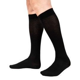 VENO CONTROL Elastic Knee Highs Unisex Adult 140 Den, Graduated Compression 18-21 mmHg, Made In Italy, from 36 to 46, White, Blue, Grey, Black, Brown, Black, 32