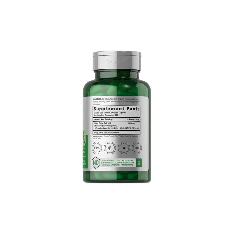 Horbäach Dopa Mucuna Suplemento | 120 cápsulas | Extracto de
