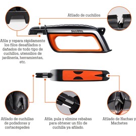 SHARPAL 103N Afilador de cuchillos- Herramienta de jardín todo en 1 para cuchilla de cortacésped, hacha, machete, podadora, tijeras de seto, tijeras