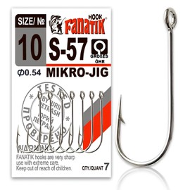 FANATIK Hook MIKRO-JIG S-57 gr. 10, 8, 6, 4, 2, 1 jig fishing hook for rubber bait (black, 24 mm, #4-5 pieces)