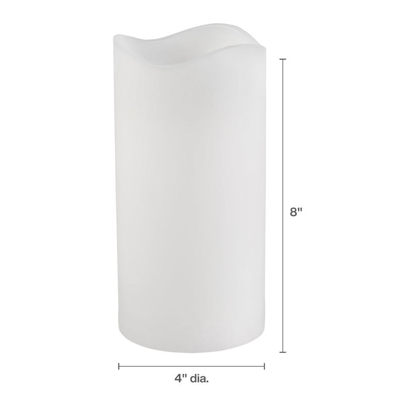 Mikasa White LED Wax Pillar Candle with Flickering Flame, 4