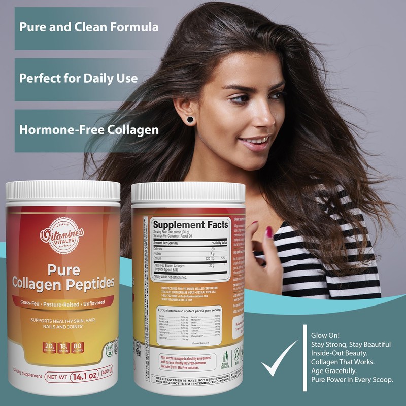 Vitamines Vitales Pure Collagen Peptides – Grass-Fed Hydrolyzed Collagen Powder