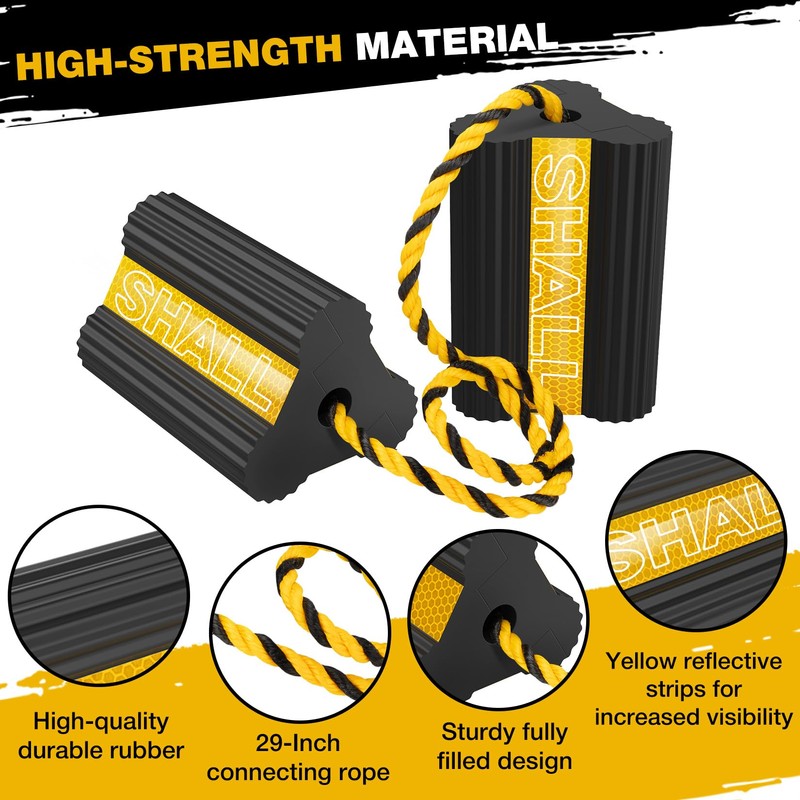 SHALL Wheel Chocks, Heavy Duty Rubber Wheel Chocks with 3