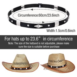 Psyqtsuary 23.6 Inch Hat Bands for Women Cowboy Hat Band, Cowboy Hat Bands for Men Classic Elastic Hat Belt for Women Cowgirl Hat Fedora Panama hat for Men Cowgirl (Black)