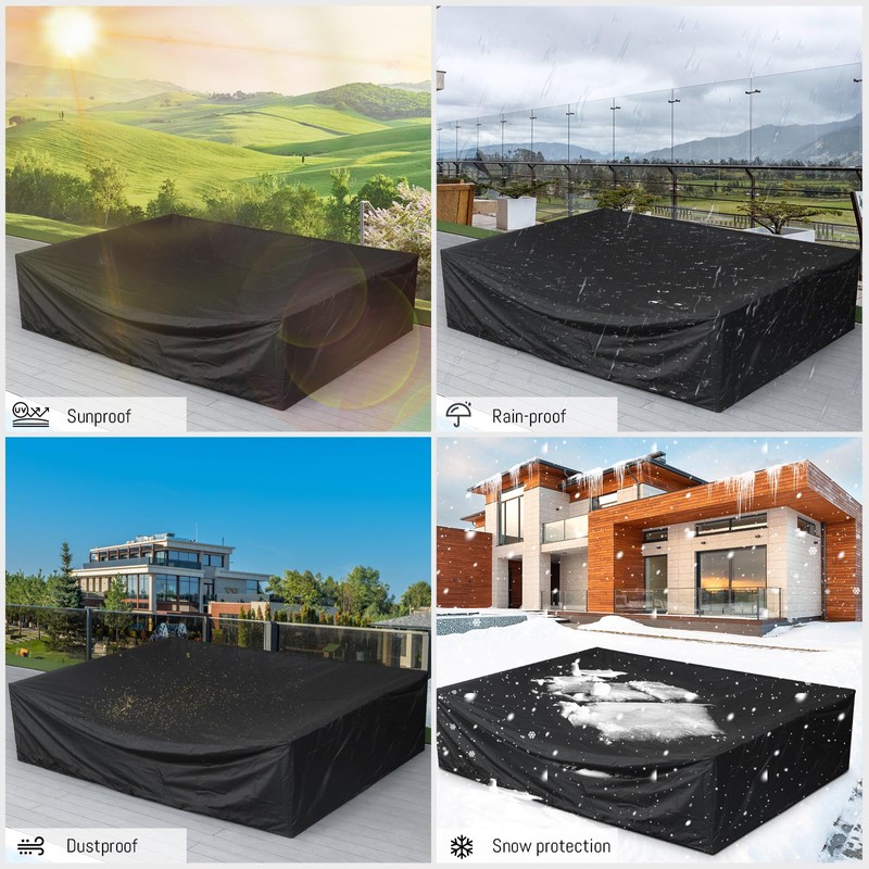 BULEXYARD Black Oxford Fabric Chair Cover Waterproof Dustproof, Heavy Duty