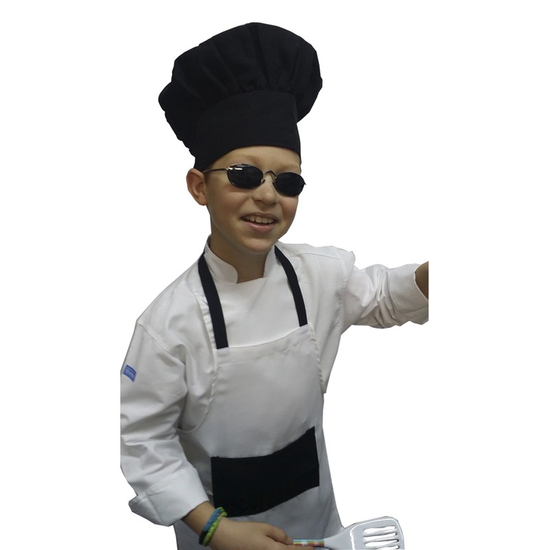 CHEFSKIN Kids Children Set Apron+ Hat M Fits 7-12 White