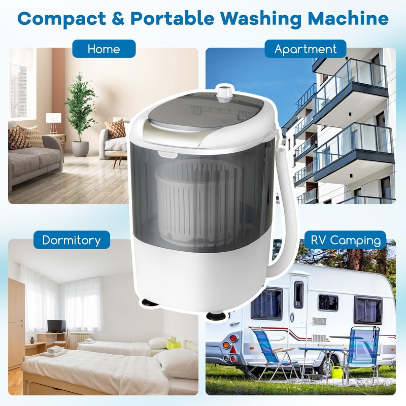 COSTWAY Mini Portable Washing Machine, 5.5 lbs Washing Capacity, Compact