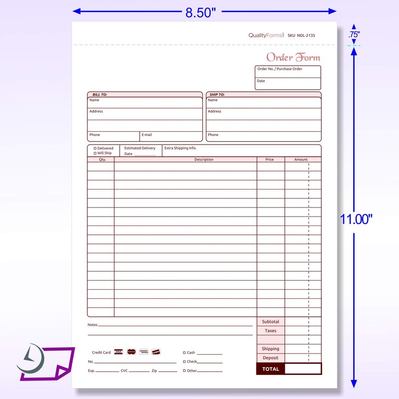 NextDayLabels - NCR Carbonless Order Forms, Bound Wraparound Cover, White/Canary,