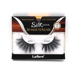 Laflare 3D SILK MINK MAX VOLUME Premium Faux Mink 25mm Extra Long Eyelashes, Cat Eyes, Wispy, Fluffy, Soft as Mink, Multi-layered Dramatic Volume False Lashes (LFMS-MS13)