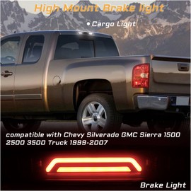 KEEGTBOX High Mount Stop Lights LED Third Brake Light Assemblies Compatible with Chevy Silverado GMC Sierra 1500 2500 3500 Truck 1999-2006 LED Cargo Light Accessories