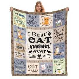 AJIIUSV Cat Mom Gifts for Women, Cat Mom Blankets and Throws 60x80 Inch, Cat Lover Gifts for Women, Cat Blanket for Women, Gifts for Cat Owners for Mothers Day Christmas Thanksigiving
