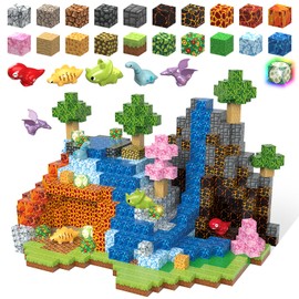 MEDMHSMA Magnetic Building Blocks, Pack of 105, Magnetic Building Blocks Dino Toy, Build 3D Dinosaur World Adventure Magnetic Game Toy Gifts for Children Boys Girls from 3 Years