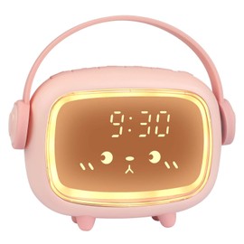 Ayybboo Children's Digital Alarm Clock for Girls and Boys, Digital Clock Angel Alarm Clock with Lights and Snooze Function (Pink)