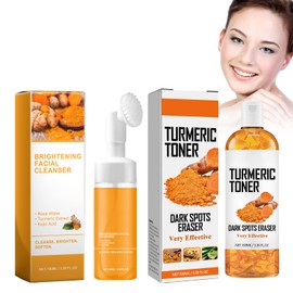 Kurkuma-Hautpflegeset: Intensiv Feuchtigkeitsspendendes Gesichtswasser 100ml und Reinigungsmittel 100ml, zur Straffung und Befeuchtung der Haut Sowie zur Aufhellung und Aufhellung der Haut tonen (2)