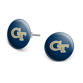 Georgia Tech Primary Logo Novelty Silver Plated Stud Earrings