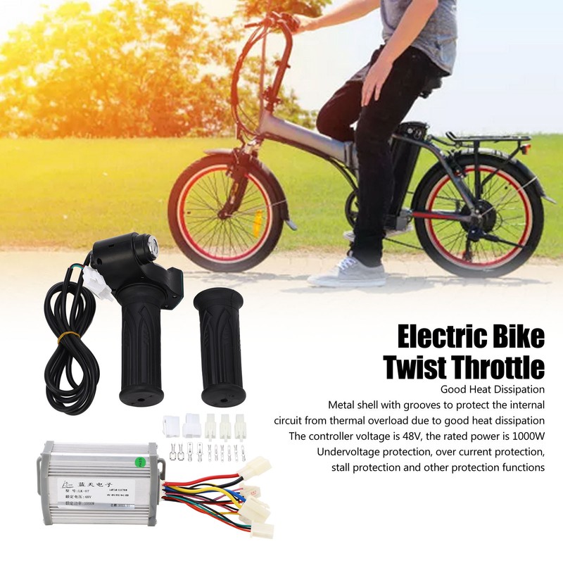 48V 1000W Motor Brushed Controller Twist Throttle with Lock Key