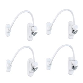 4PCS Window Safety Locks, BEHOSE Window Door Cable Restrictor Security Lock Kids Baby Safety Wire Locks for Home Public Use with Screws Keys, White