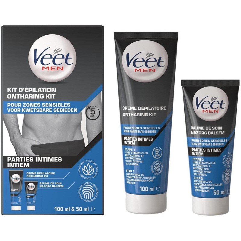 VEET FOR MEN Hair Removal Kit, Intimate Zones, 2 Depilatory