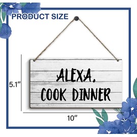 Funny Kitchen Wooden Wall Hanging Sign Decoration for Farmhouse Kitchen Decor, Dining Room Decor, Home Decor, Housewarming Gift, Small Wood Sign - Alexa Cook Dinner