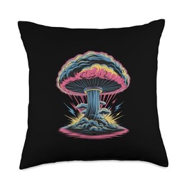 Vibrant Explosive Mushroom Cloud Throw Pillow