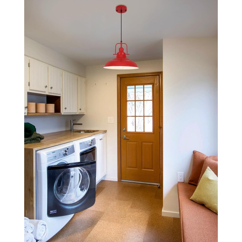 Woholitable Farmhouse Pendant Lighting for Kitchen Island,Red Pendant Light with
