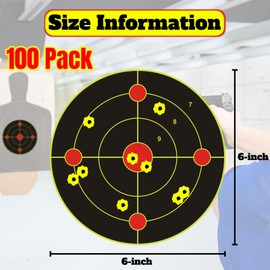 Likelety 6 Inch 100 Pack Splatter Targets, Adhesive Shooting Target Stickers with Yellow Effect for BB Gun, Pellet Gun, Airsoft, Pistol, Rifle Shooting Practice
