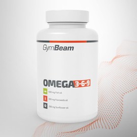 GymBeam GymBeam Omega 3 6 9 mit Vitamin E angereichert, pro Tagesdosis Fisch?l 800 mg, erh?lt Fisch-, Leinsamen- und Sonnenblumen?l, Lein?l-Kapseln, komplexe Quelle von Omega-3, Omega 6 und Omega 9 (60 caps)