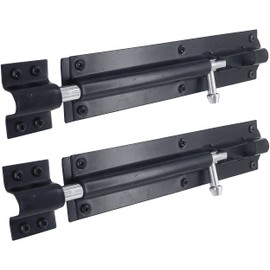 IRONTITE® 2 Pack Tower Bolt Black, Gate Bolts for Wooden Gates, Slide Bolt, Black Door Lock Bolt, Sliding Bolt Lock Or Garden Gate Bolt. 200mm (8”)