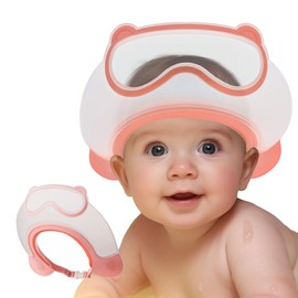 Baby Shower Cap Shield, Shower Cap for Kids, Visor Hat for Eye and Ear Protection for 0-9 Years Old Children, Cute diving goggle Shape Makes The Baby Bath More Fun (Pink)