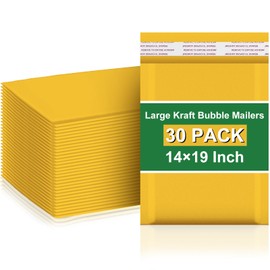 Henoyso 30 Pcs Extra Large Bubble Mailers 14 x 19 Inches Padded Envelopes Waterproof Shipping Bags Poly Padded Mailers Bulk for Mailing Packaging Small Business(Yellow)