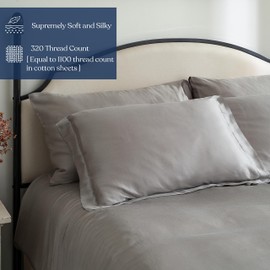 Delara 100% Eucalyptus Lyocell Tencel Duvet Cover Set 2 Pieces, Naturally Cooling, Super Soft Silky, Moisture-Wicking, Temperature Balancing, Smooth & Breathable, Bestfor Hot Sleepers, 8 Internal Ties