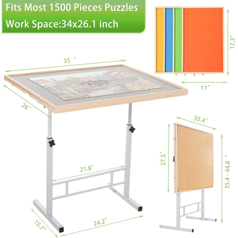 BittPicc Puzzle Table with Drawers,with Legs and Cover 1000/1500 Pieces