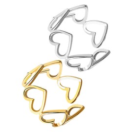 FOMIYES Versatile Aesthetic Rings 2pcs Open Heart Rings for Women for Mother Daughter Girlfriend