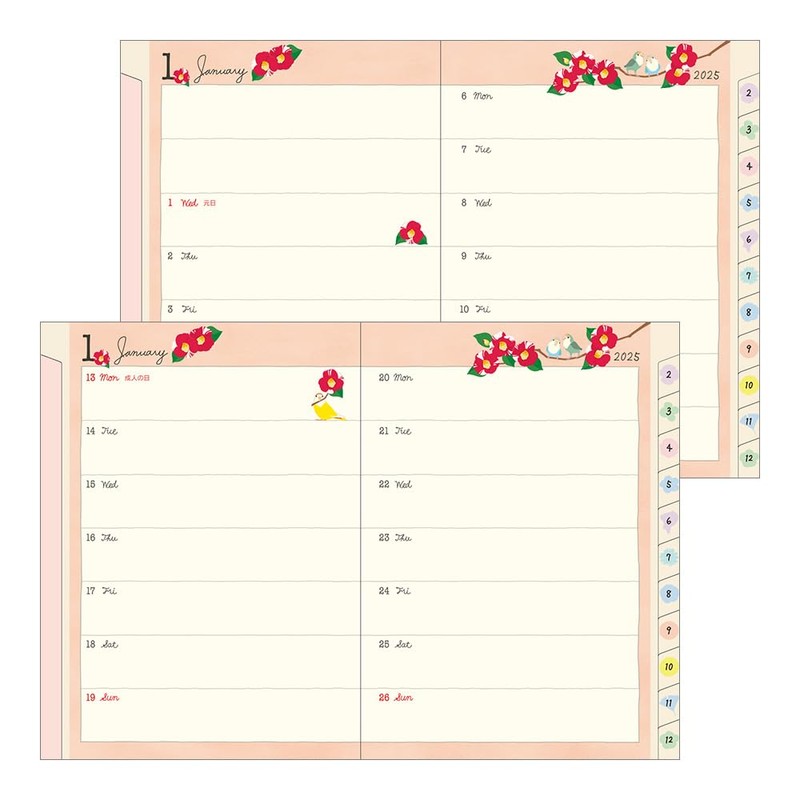 Midori Pocket Diary 2025 A6 Weekly Tri Pattern 22305006 (Begins