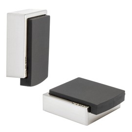 WAGNER Designer Floor & Wall Door Stopper Screw or Glue 50 x 40 x 15 mm Brushed Metal Stainless Steel Look Buffer Thermoplastic Rubber Black Design Price - 15515911