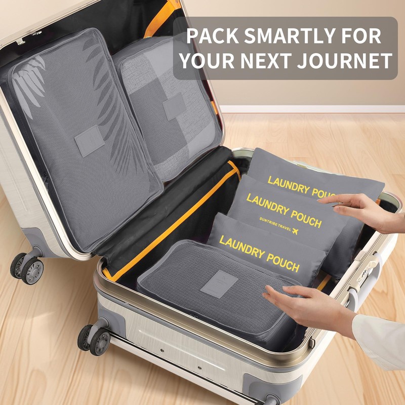 Teynewer 6PCS Travel Organiser Packing Bags Packing Cubes Set Durable