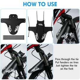 Ainiv Pack of 2 Mudguards, Mountain Bike, MTB Mudguards, Adjustable Mountain Bike Splash Guard, MTB Front and Rear Compatible Mudguard, Bicycle Accessories, MTB Mud Guard Fit 20-29 Inch Fat Bike