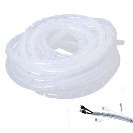 26Ft Spiral Cable Wrap - White Cord Covers Bundle Sleeve Hose for PC TV Computer Electrical Wire Organizer, Cord Cover and Detangler.