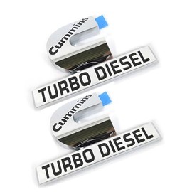 2Pc Compatible with Cummin Turbo Emblem 3D Badge High Output Nameplate 2500 3500 Emblem (Chrome Black)