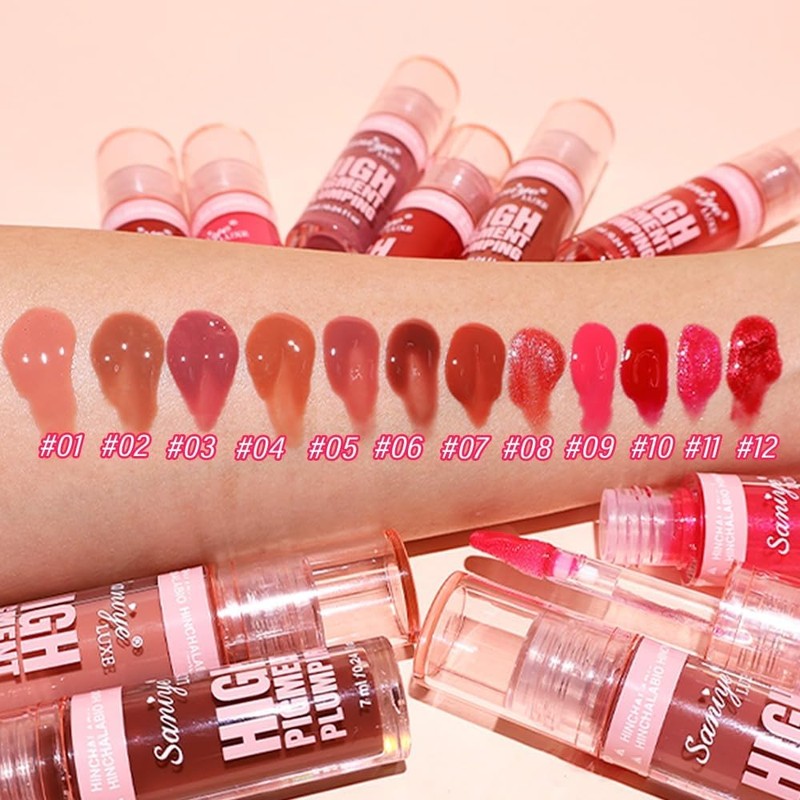 Saniye Brillo Labial de Alto Pigmento con Efecto Voluminizador LS021,