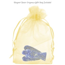 Nelson Creations, LLC 2 Inch Lapis Lazuli Hand-Carved Guardian Angel Figurine; Comes in a Silver Gift Box ready for Gifting; Elegant Sheer Organza Gift Bag Included