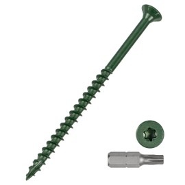 METALLIXITY Deck Screws (#10x3-1/2") 65Pcs, Carbon Steel Wood Screw Decking Screws with T25 Torx Drive Head - for Wood Fence, Table, Chairs, Green