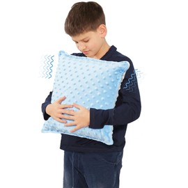 Bmag Sensory Vibrating Pillow for Autistic Kids and Adults,13” x 13” Sensory Toy Gift with Textured Therapy Stimulation Bumps Relief Stress Item for Toddler - Blue and Yellow