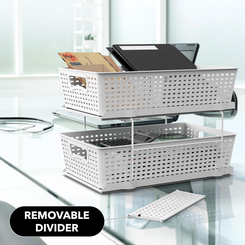 Simple Houseware 2 Tier Bathroom Organizer Tray Pull-Out Sliding Drawer,
