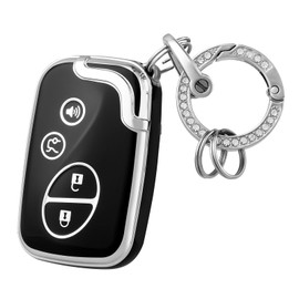 OFFCURVE for Lexus Key Fob Cover with Keychain Key Fob Case Holder for Lexus ES350 GS300 GS430 GS450h GS460 is F IS250 IS350 LS460 LX570 RX350 Car Accessories Smart Keyless Remote Key Protector, Black