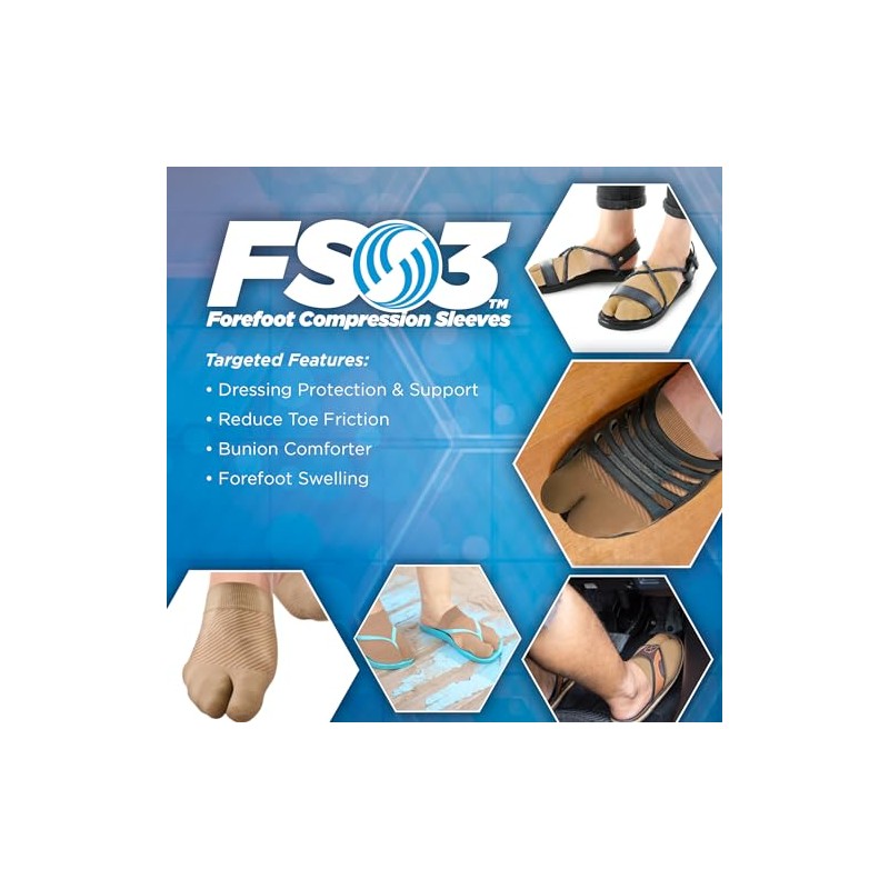 OrthoSleeve FS3 Forefoot Compression Sleeves (One Pair) Bunion Comforter and