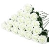 20 Pcs White Artificial Flowers Fake Artificial Roses Silk Flower