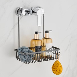 ZHUGE Duschablage Zum Hängen, Duschablage Ohne Bohren, Duschregal Zum Hängen Shampoo Halterung Dusche Duschkorb Zum Hängen Duschhalterung für Badezimmer Aufhängen, 29 x 12 x 37cm, Grau