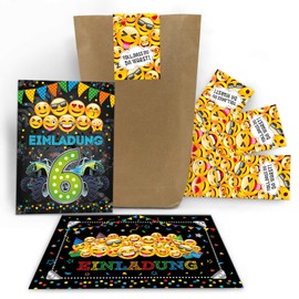 Junaversum 6 Invitation Cards for 6th Birthday Children Sixth Children's Birthday Car Monster Truck Green Includes 6 Envelopes, 6 Bags / Natural, 6 Stickers